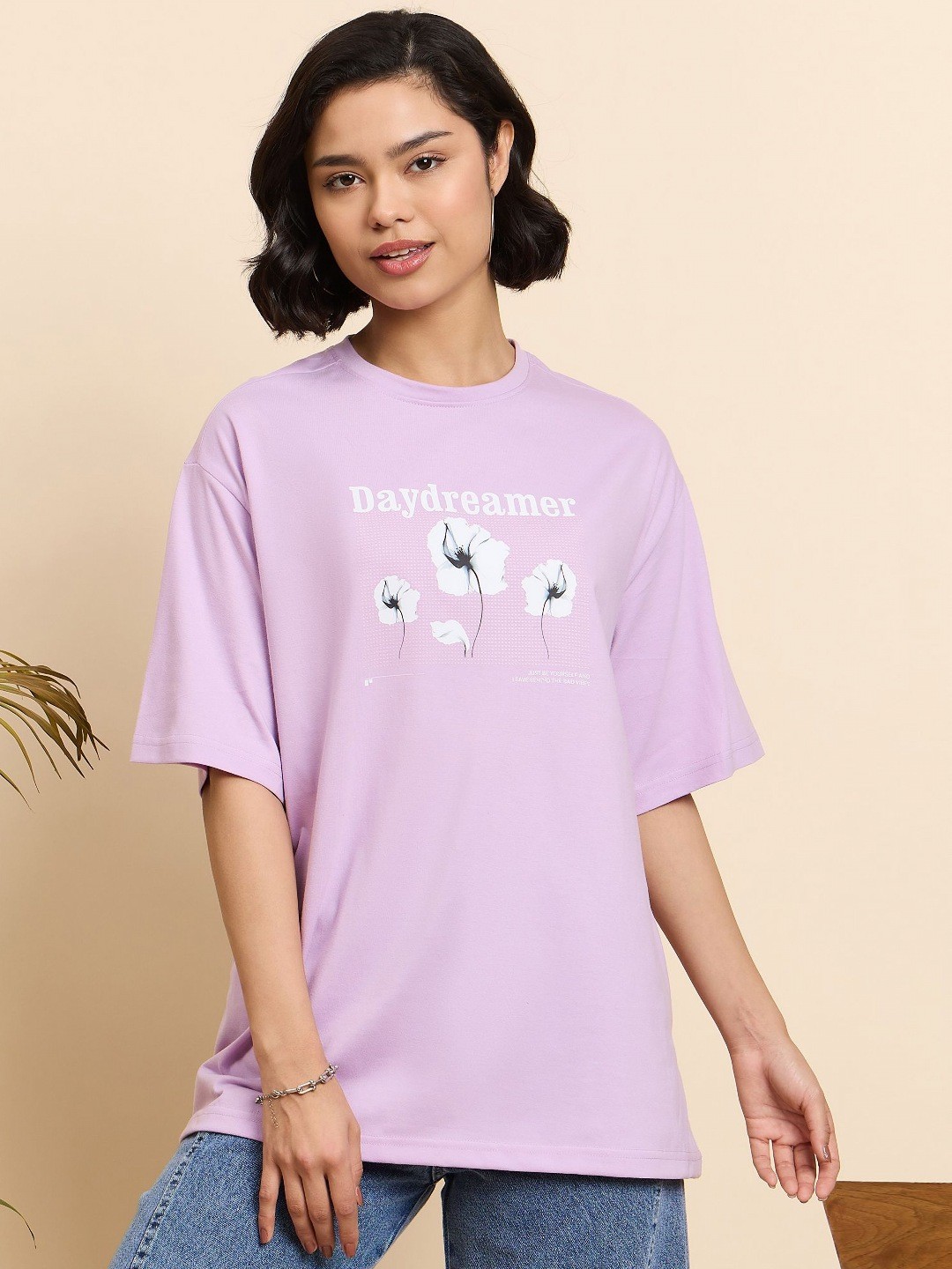 

Mast & Harbour Women Printed Drop-Shoulder Sleeves T-shirt, Purple
