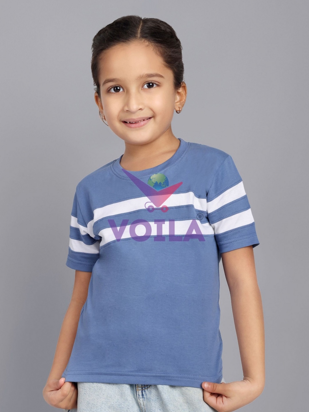 

Billion Girls Striped T-shirt, Steel