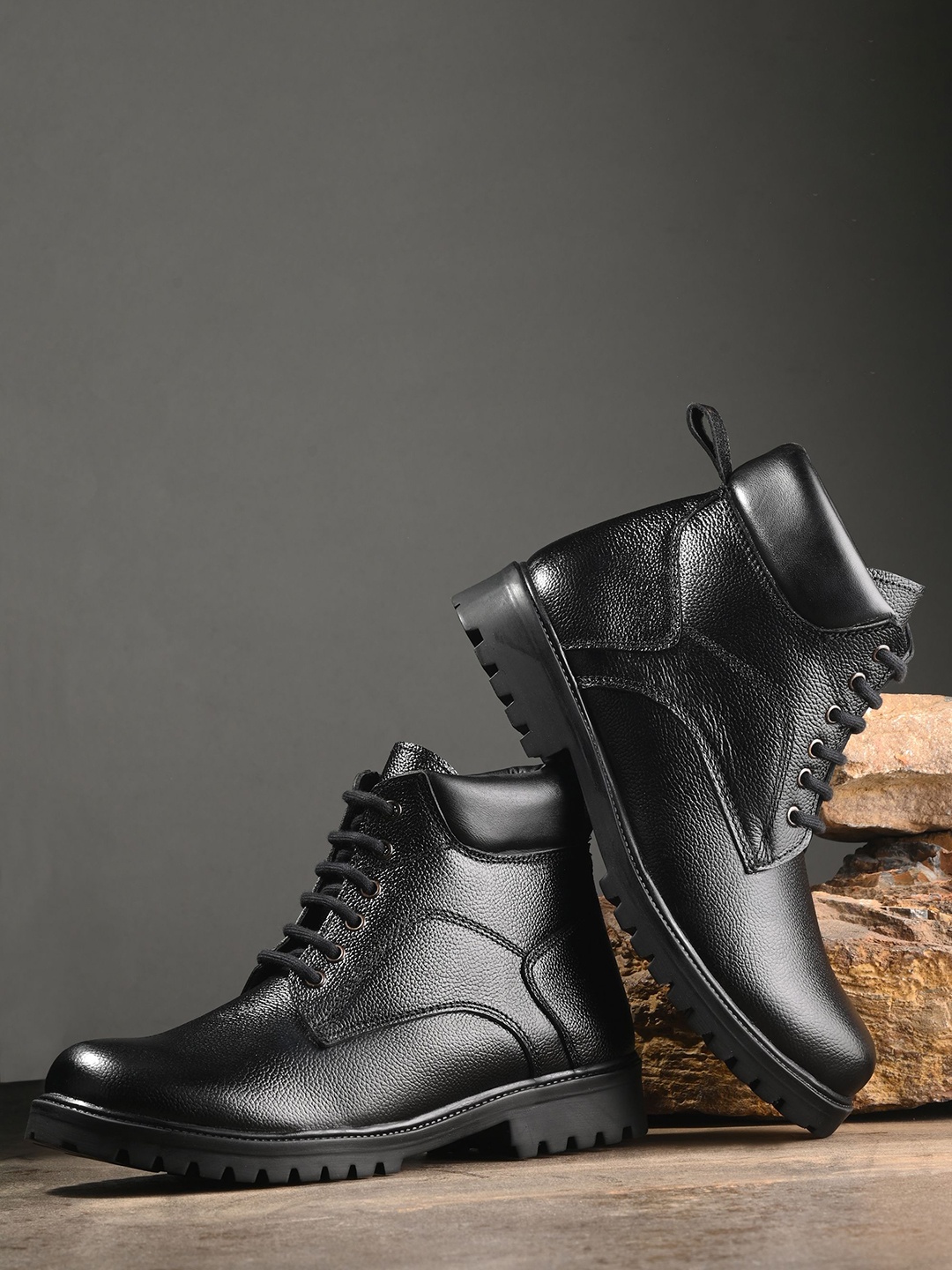 

GALEX Men Leather Boots, Black