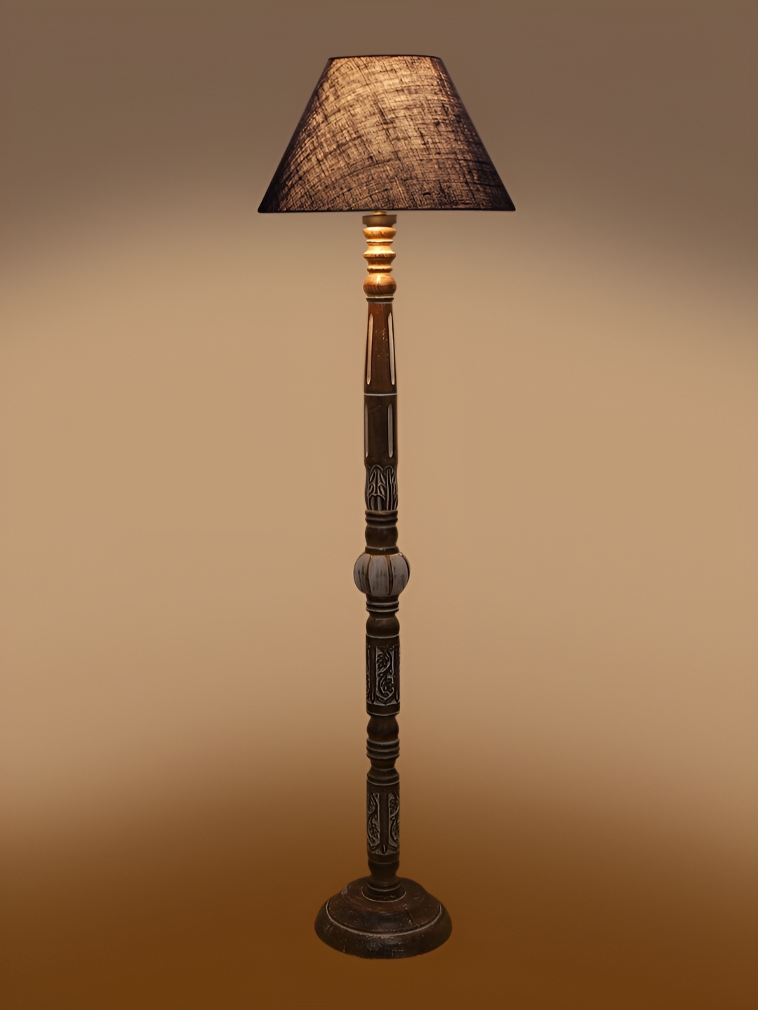 

Devansh Blue & Brown Conical Wooden Floor Lamp