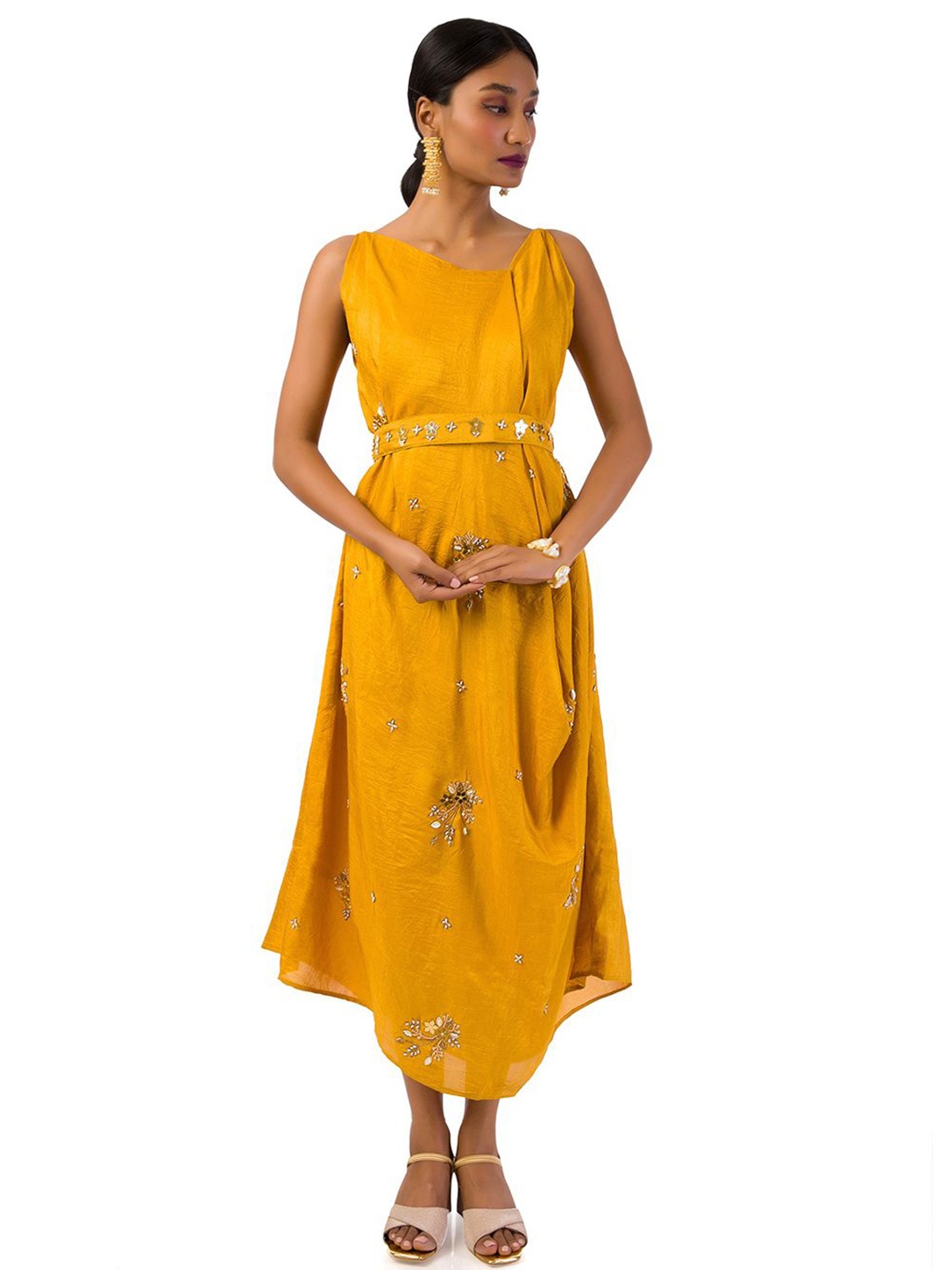 

Mystake By Meghna Shah Print Fit & Flare Midi Dress, Yellow