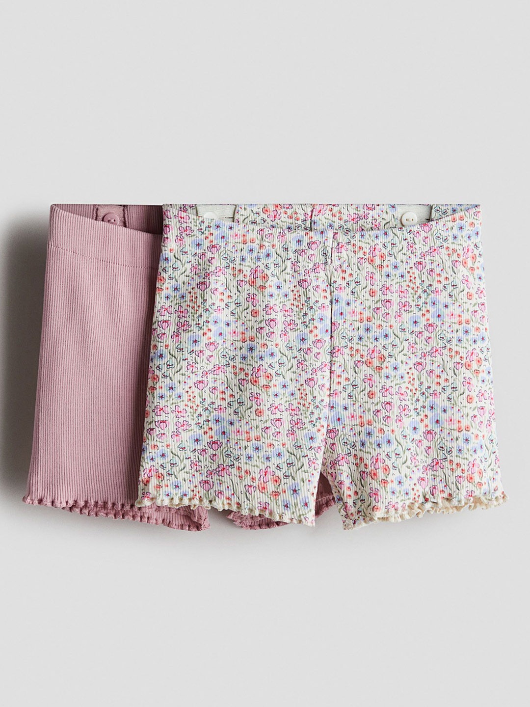 

H&M 2-Pack Ribbed Cotton Cycling Shorts, Pink