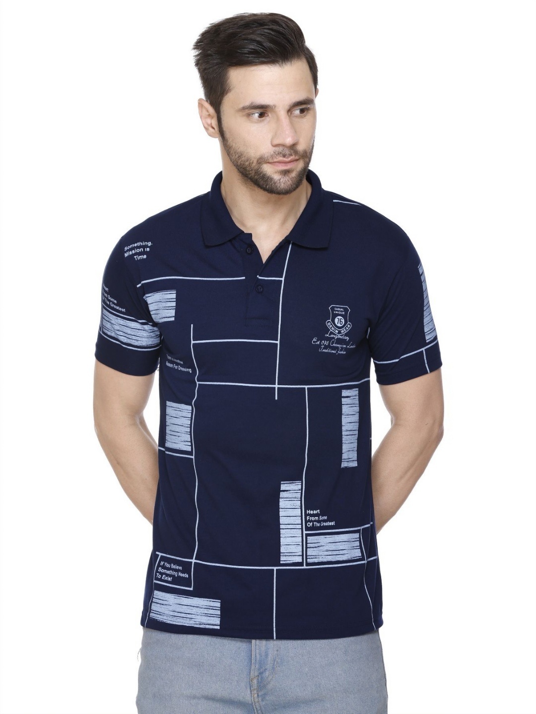 

Yoorix Men Polo Collar T-shirt, Blue