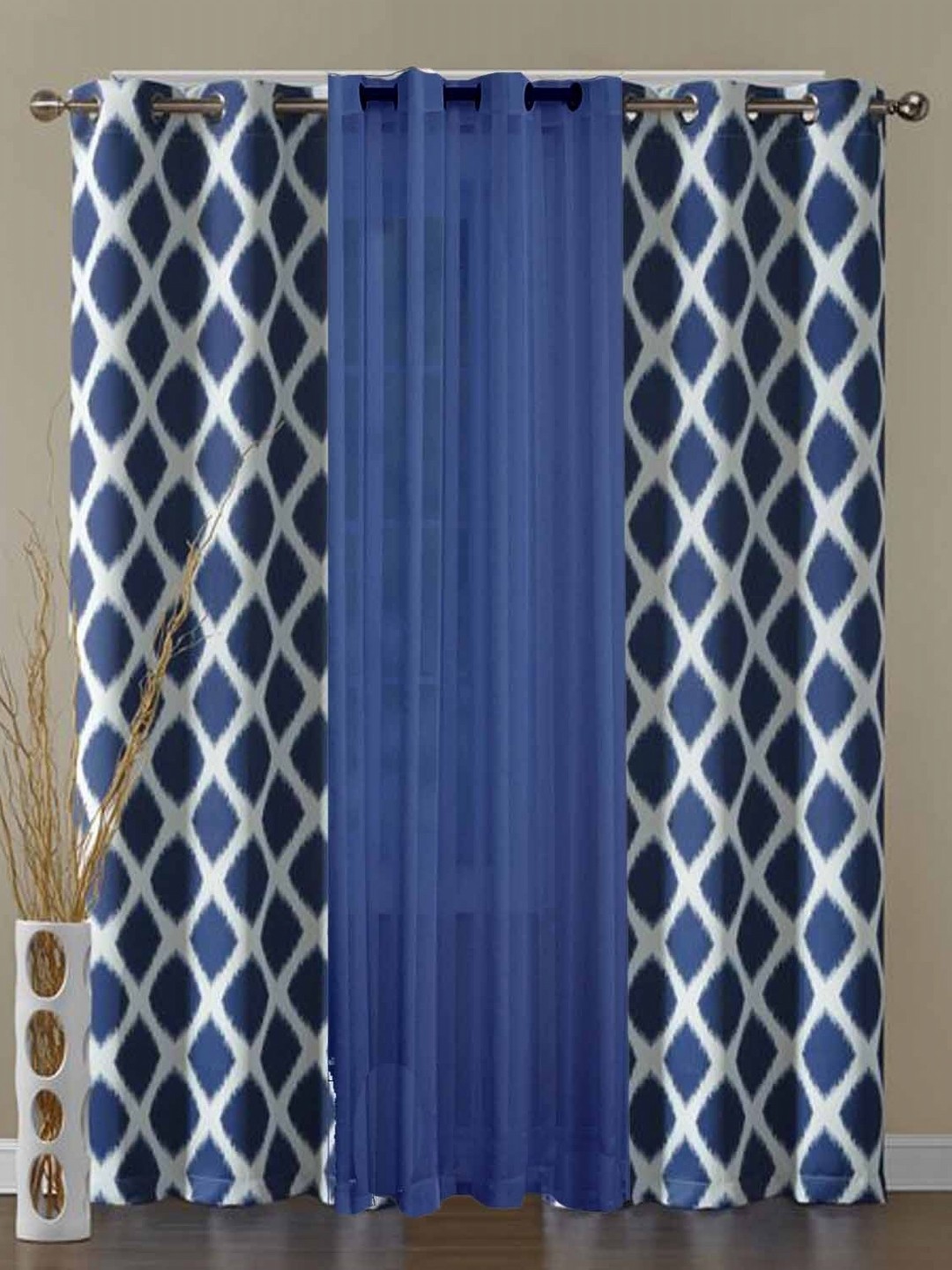 

Dekor World Multicoloured Set of 3 Window Curtain, Multi