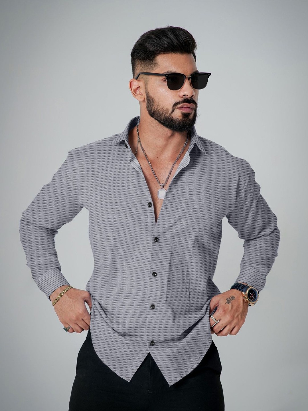 

KHUSHI CREATION Men Original Opaque Casual Shirt, Grey