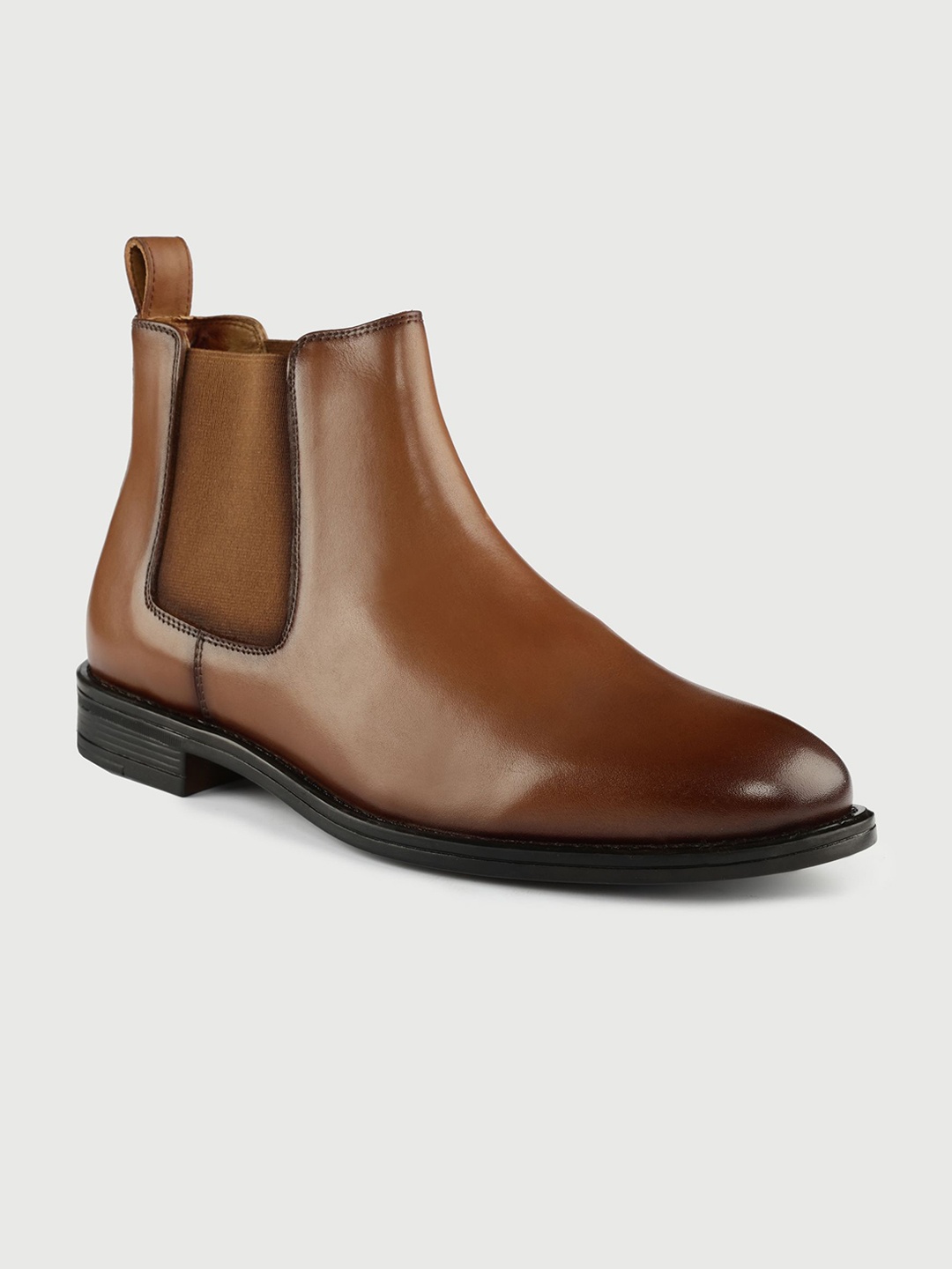 

HEEL YOUR SOLE Men Casual Block-Heeled Chelsea Boots, Tan