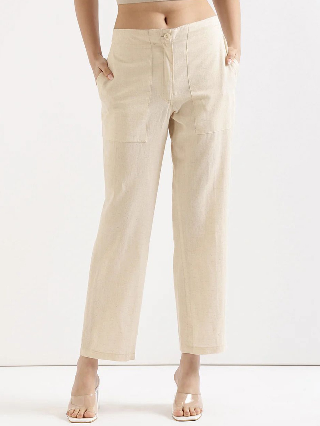 

KASHISHIYA Women Comfort Trousers, Cream
