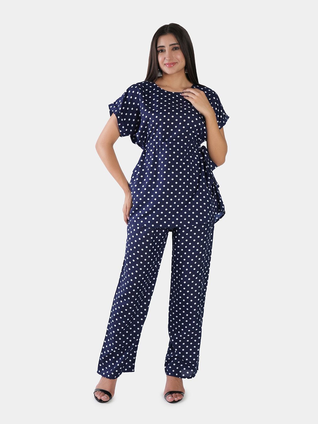 

Belfry Printed Top With Trouser Co-Ords Set, Blue