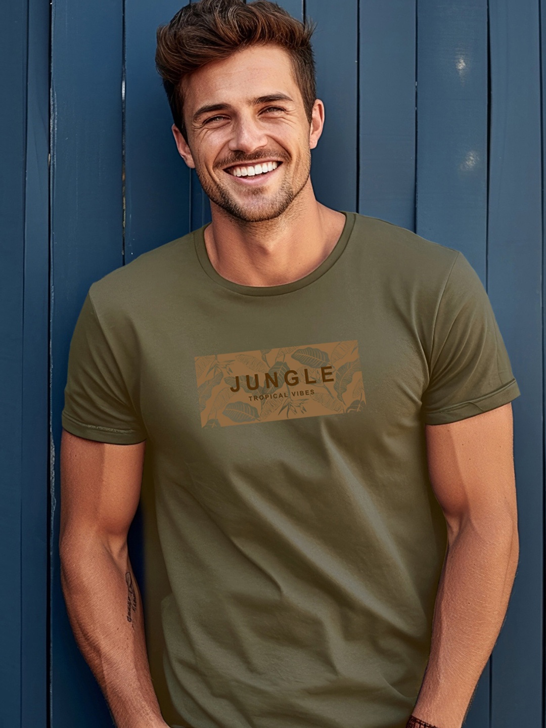 

ADRO Men Printed T-shirt, Olive