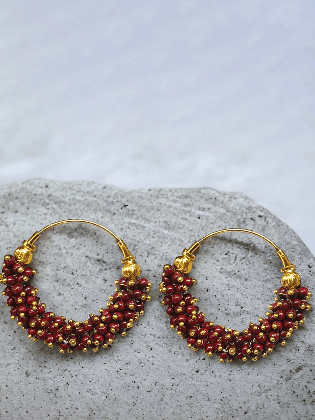 

Anouk Contemporary Hoop Earrings, Maroon