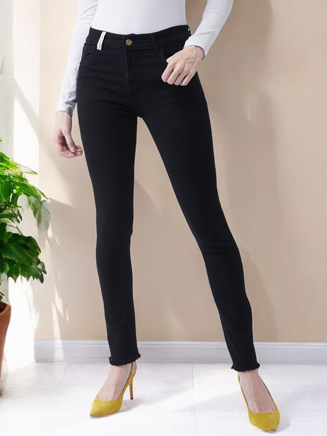

Mast & Harbour Women Slim Fit High-Rise Stretchable Jeans, Black