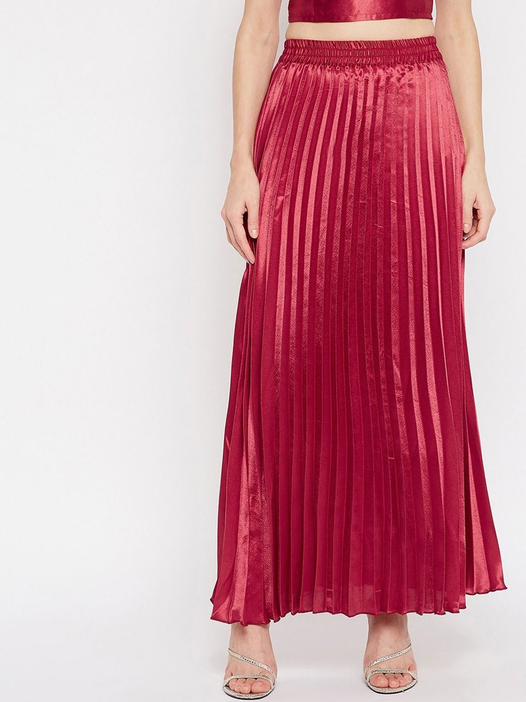 

Moda Rapido Pleated Flared Maxi Skirt, Maroon