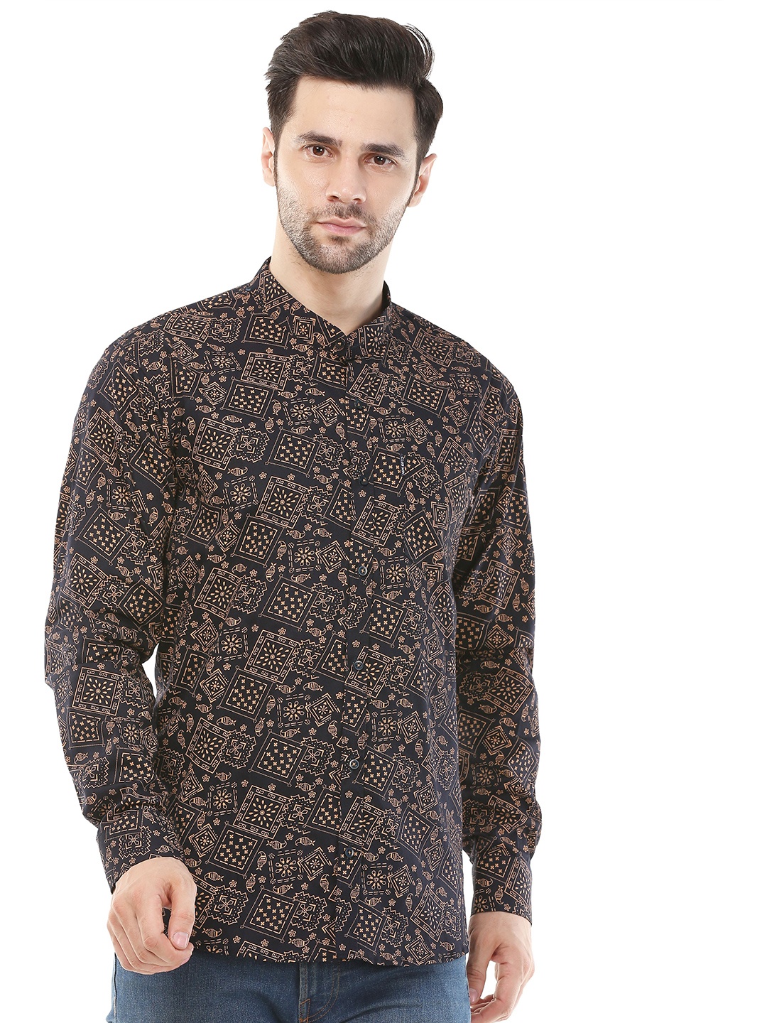 

CLUBWIN Men Opaque Printed Casual Shirt, Navy blue