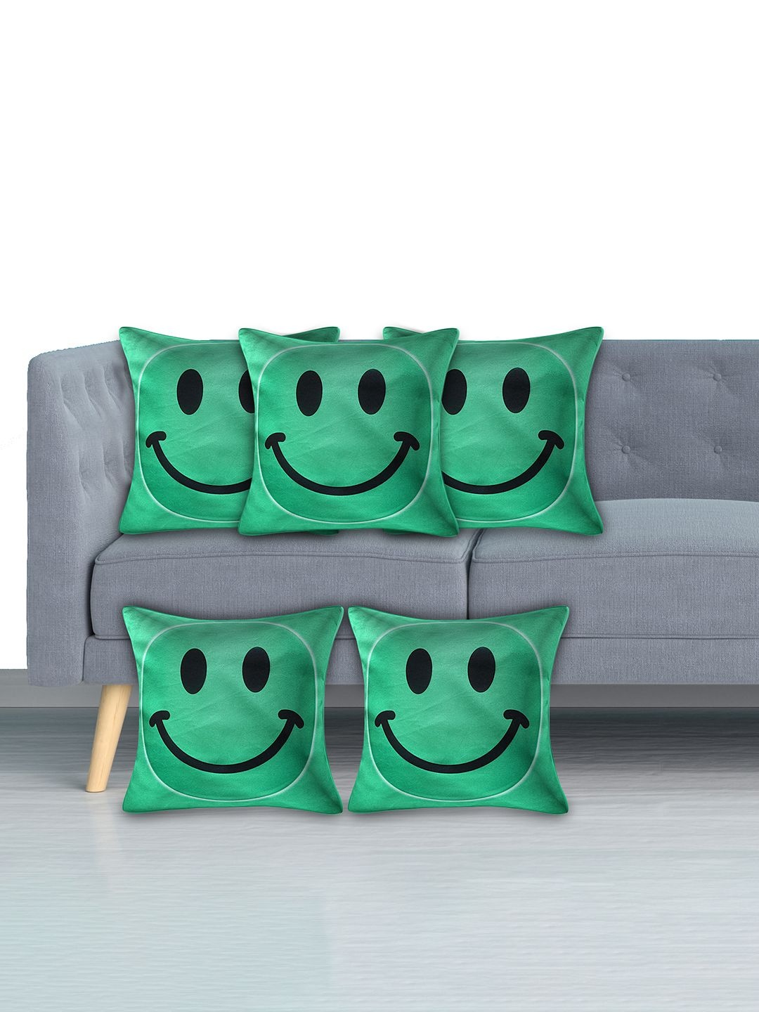 

Kuber Industries Green Set of 5 Checked Velvet Square Cushion Covers