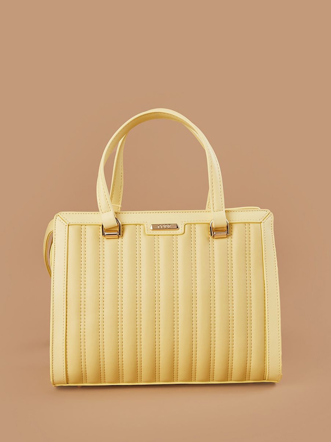 

CODE by Lifestyle PU Structured Handheld Bag with Quilted, Yellow