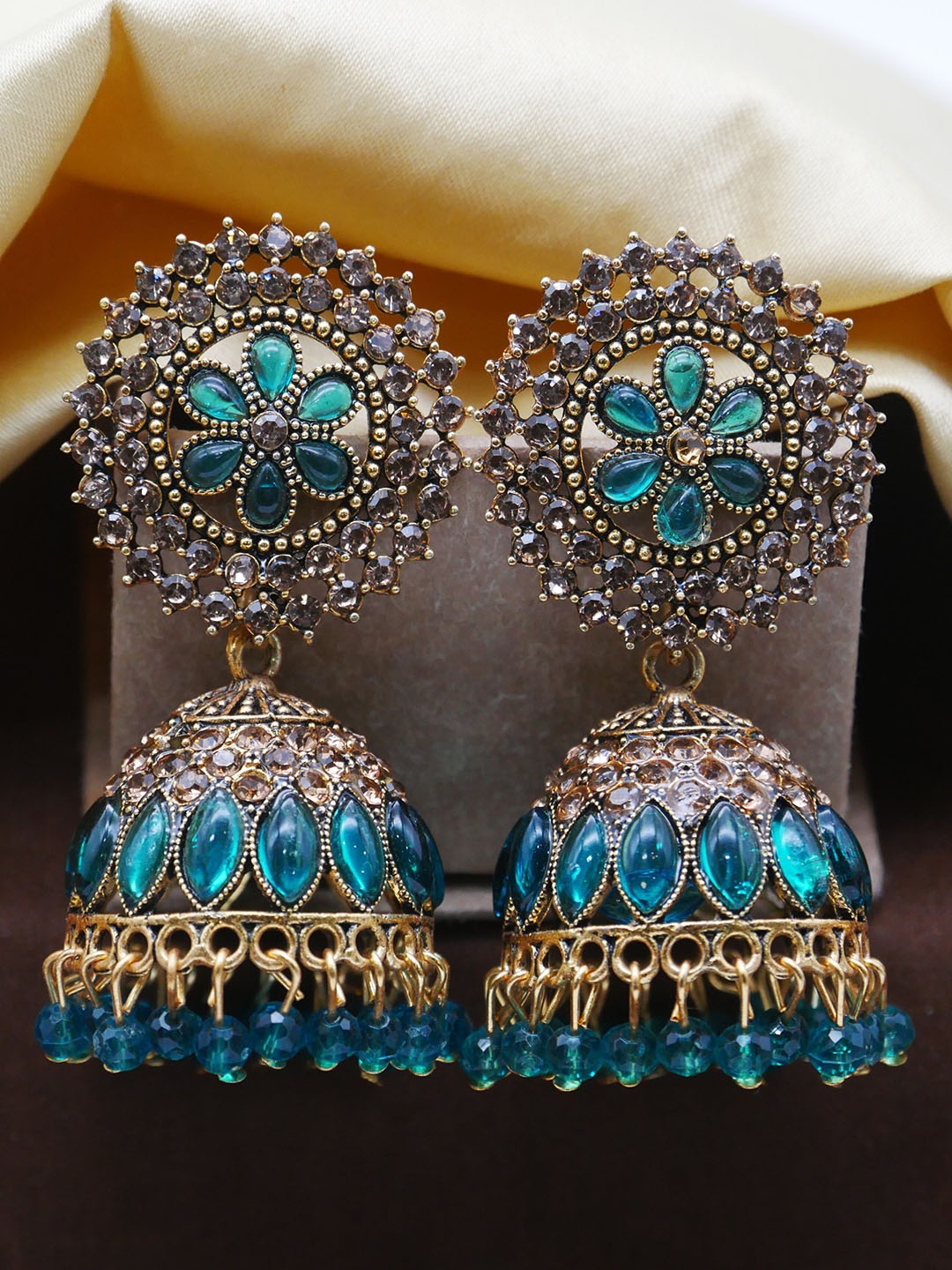 

Anouk Contemporary Jhumkas Earrings, Turquoise blue