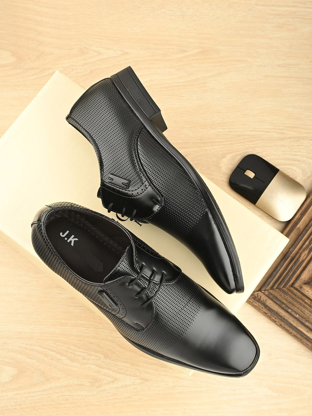 

JK Port Men Formal Loafer Shoes, Black