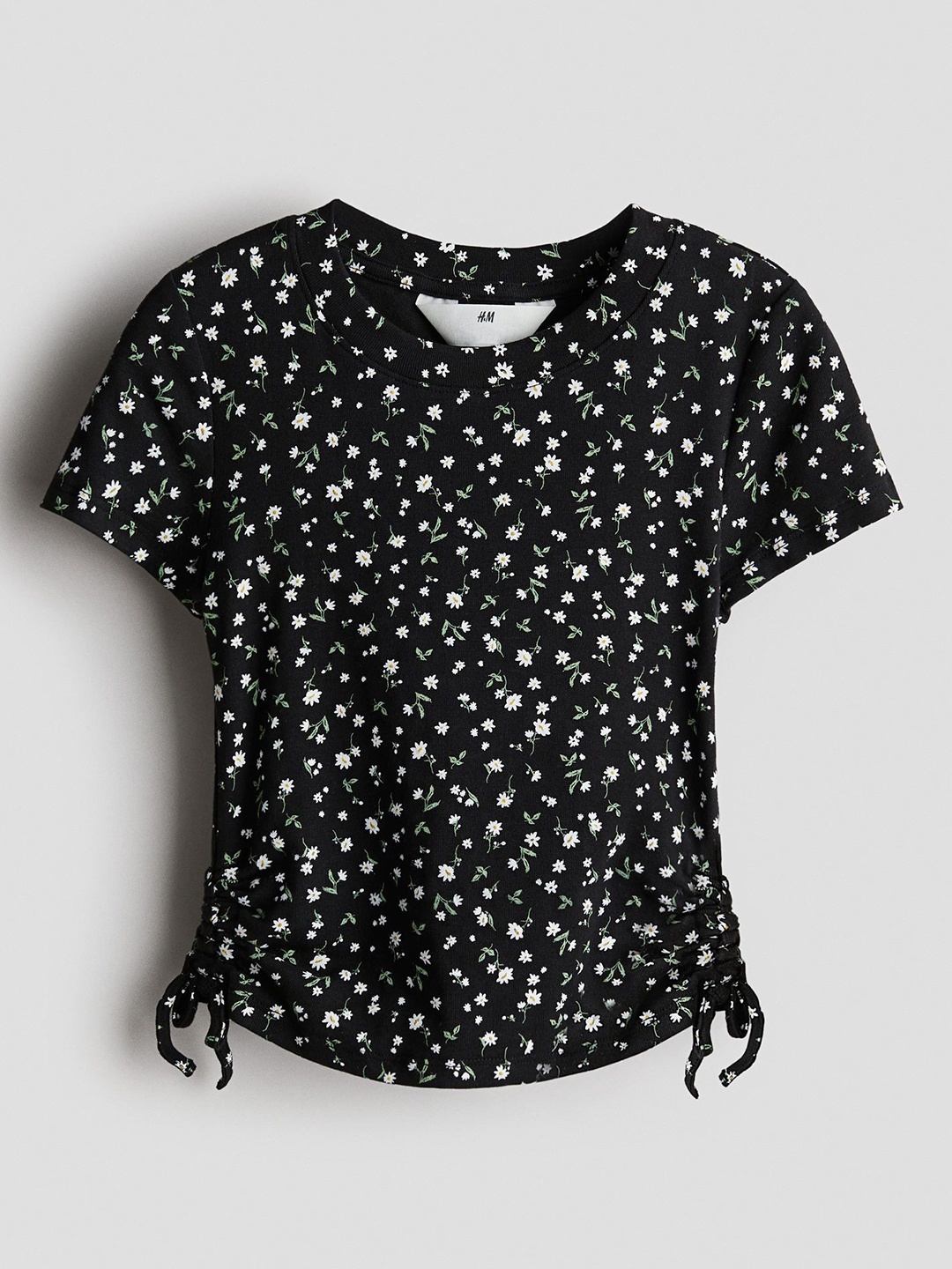 

H&M Drawstring-Detail Jersey Top, Black