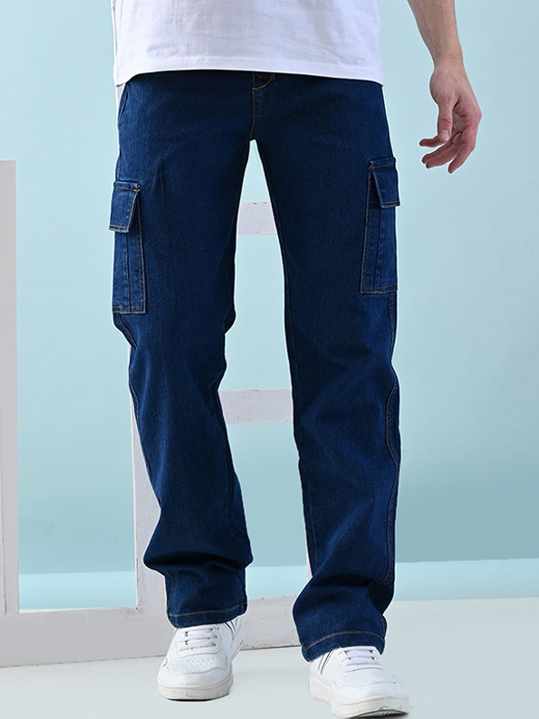 

Moda Rapido Men Classic Low Distress Jeans, Blue