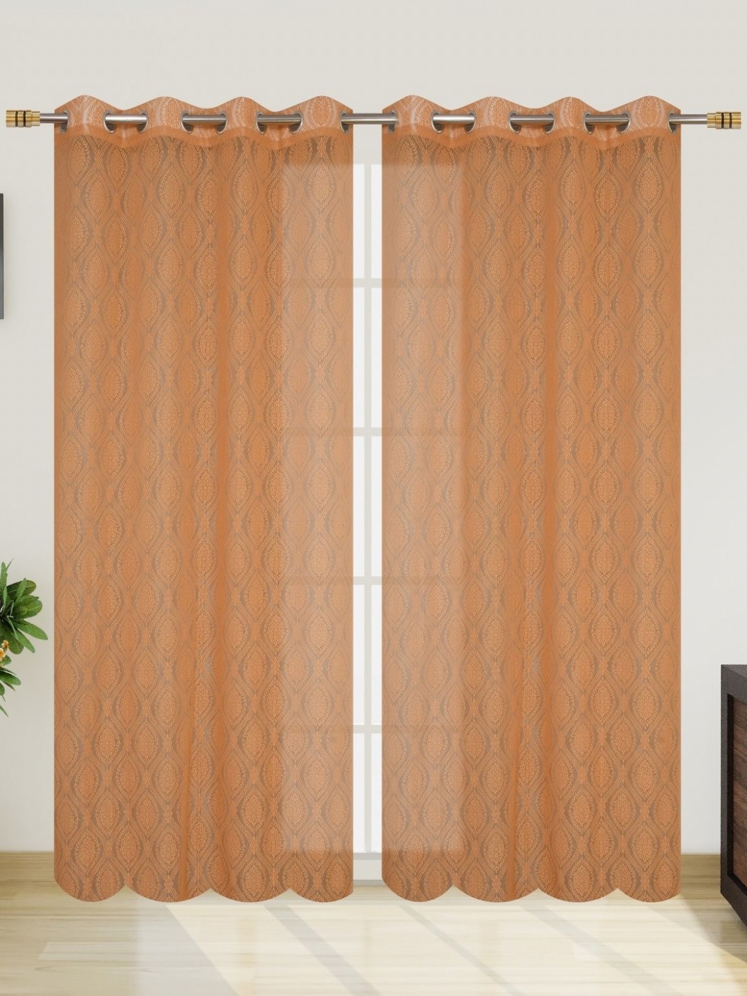 

Galaxy Home Decor Gold-Toned Set of 2 Sheer Door Curtain