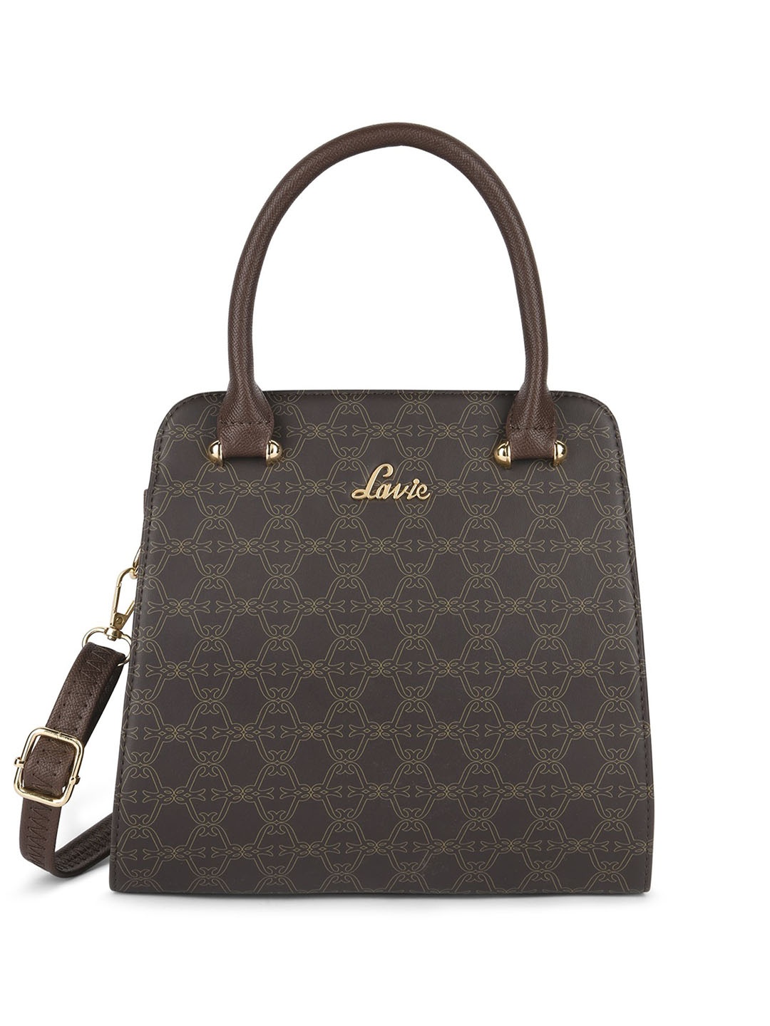 

Lavie Printed Oversized Structured Satchel with Quilted, Brown