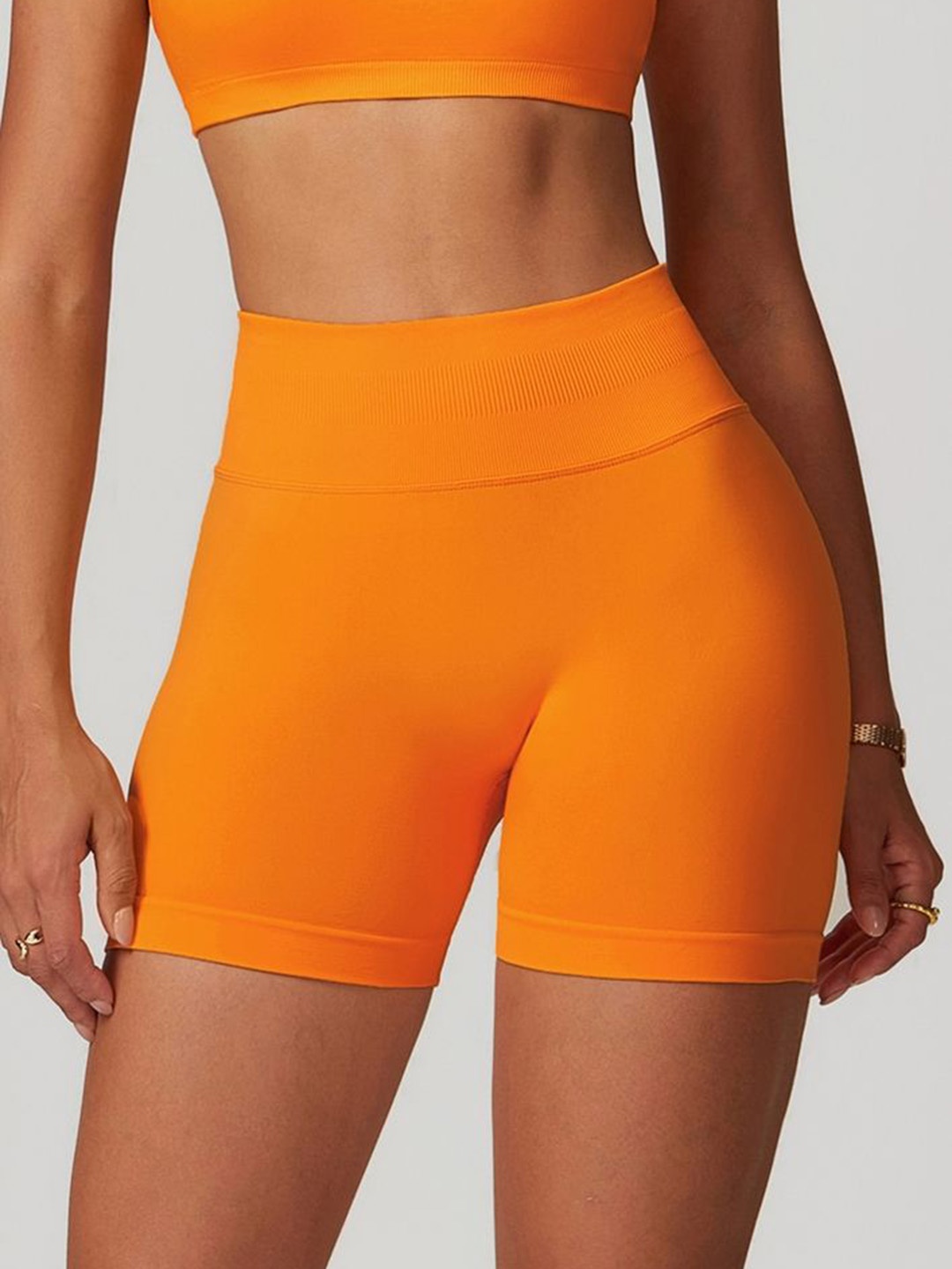 

LULU & SKY Women Skinny Fit High-Rise Sports Shorts, Orange