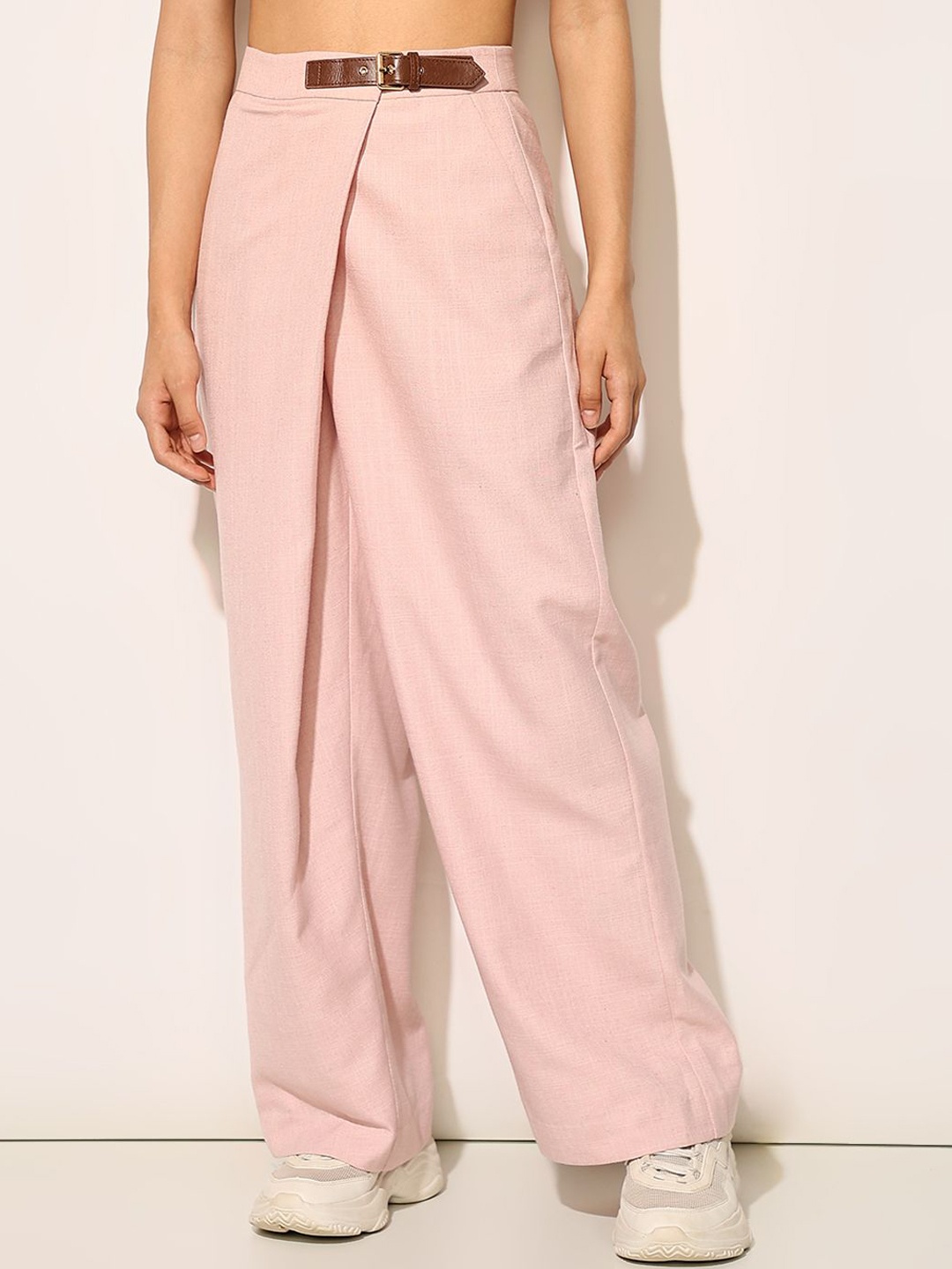 

ONLY Women Straight Fit High-Rise Trousers, Pink