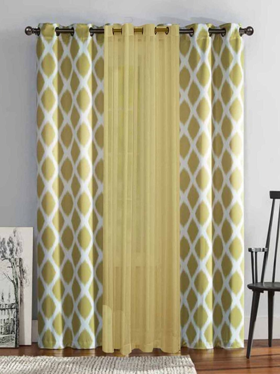 

Dekor World Multicoloured Set of 3 Long Door Curtain, Multi
