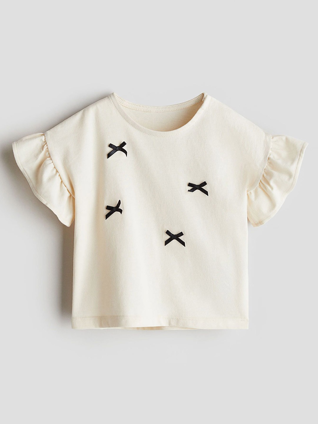 

H&M Appliqued Cotton Top, Beige