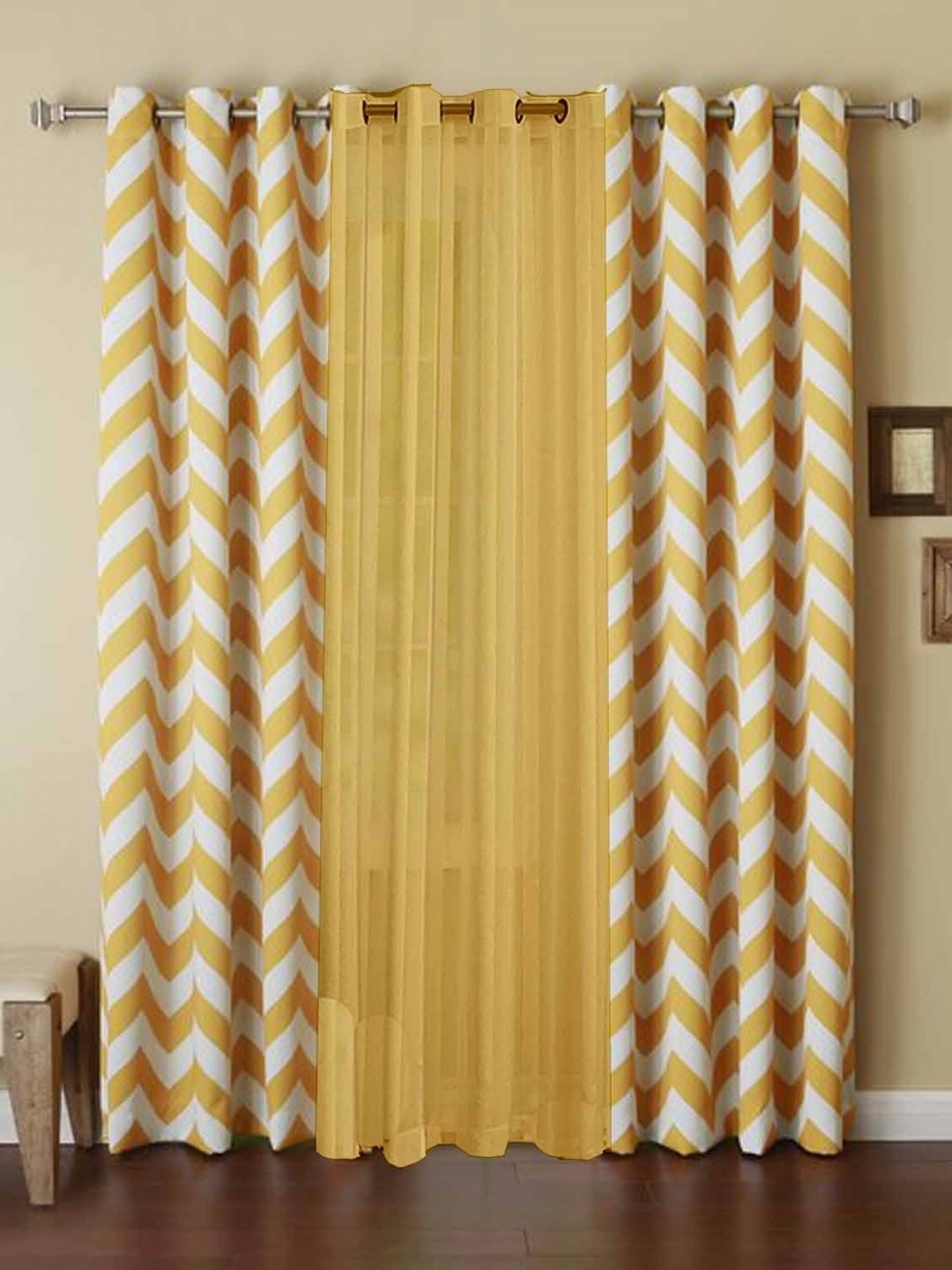 

Dekor World Multicoloured Set of 3 Window Curtain, Multi