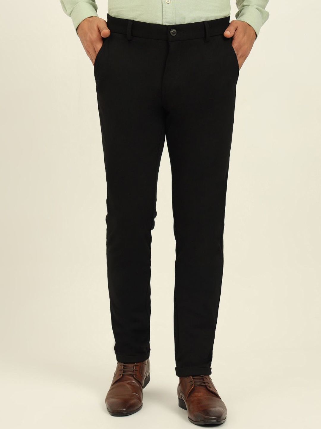 

JADE BLUE Men Slim Fit Trousers, Black