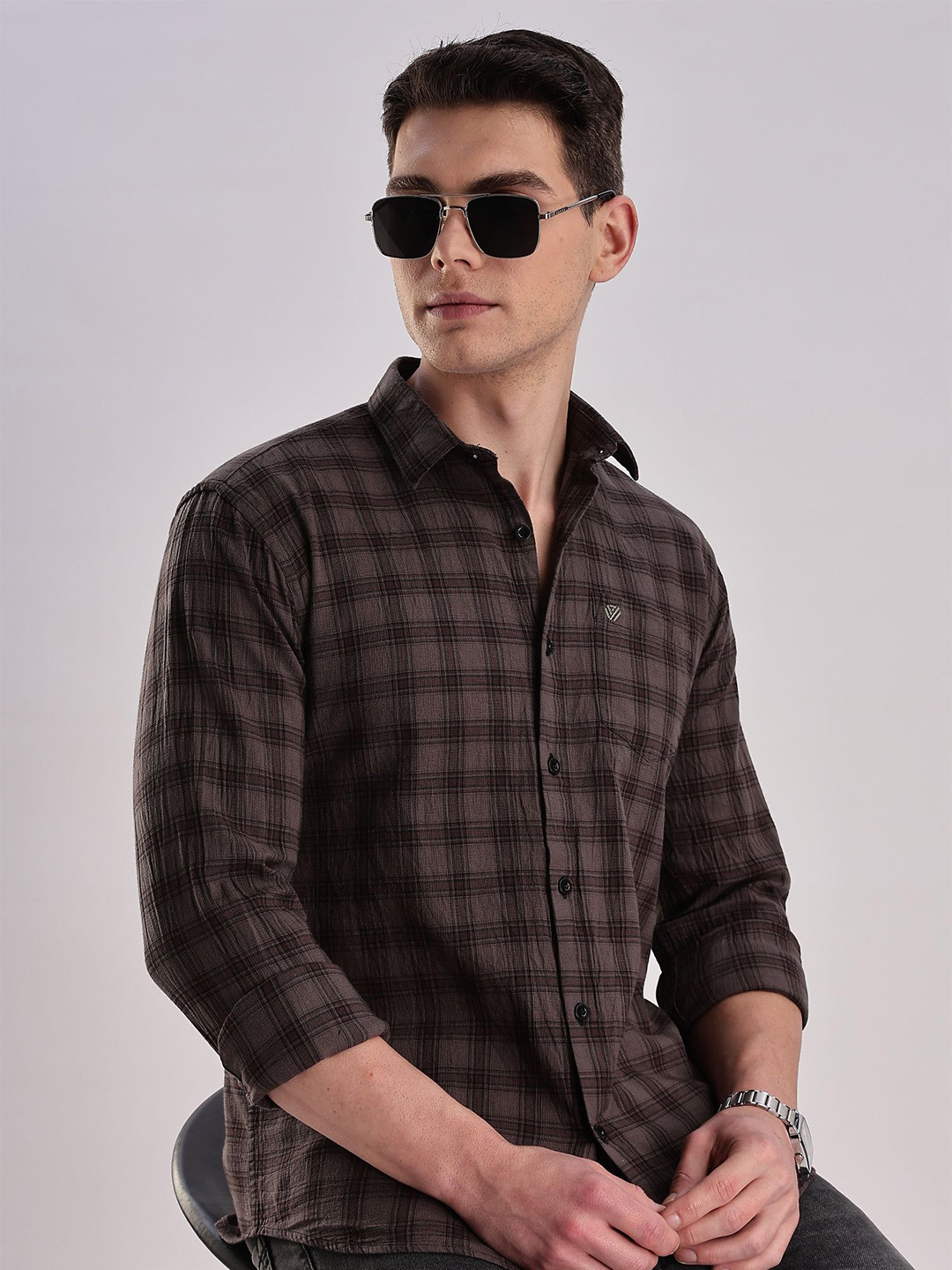 

BS BLUE SQUAD Men Slim Fit Opaque Checked Casual Shirt, Multi