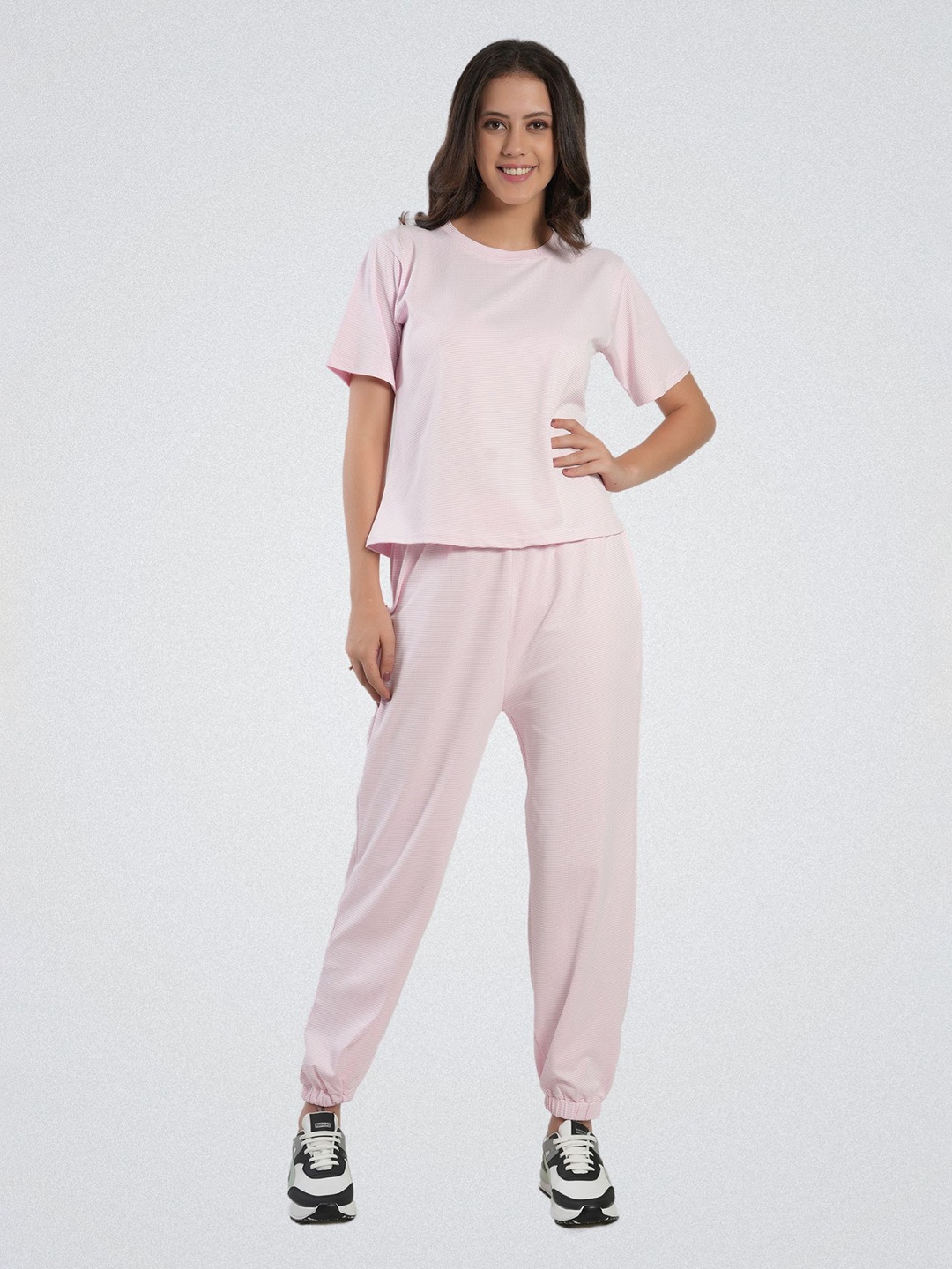 

Belfry Round Neck T-shirt With Joggers Co-Ords, Pink