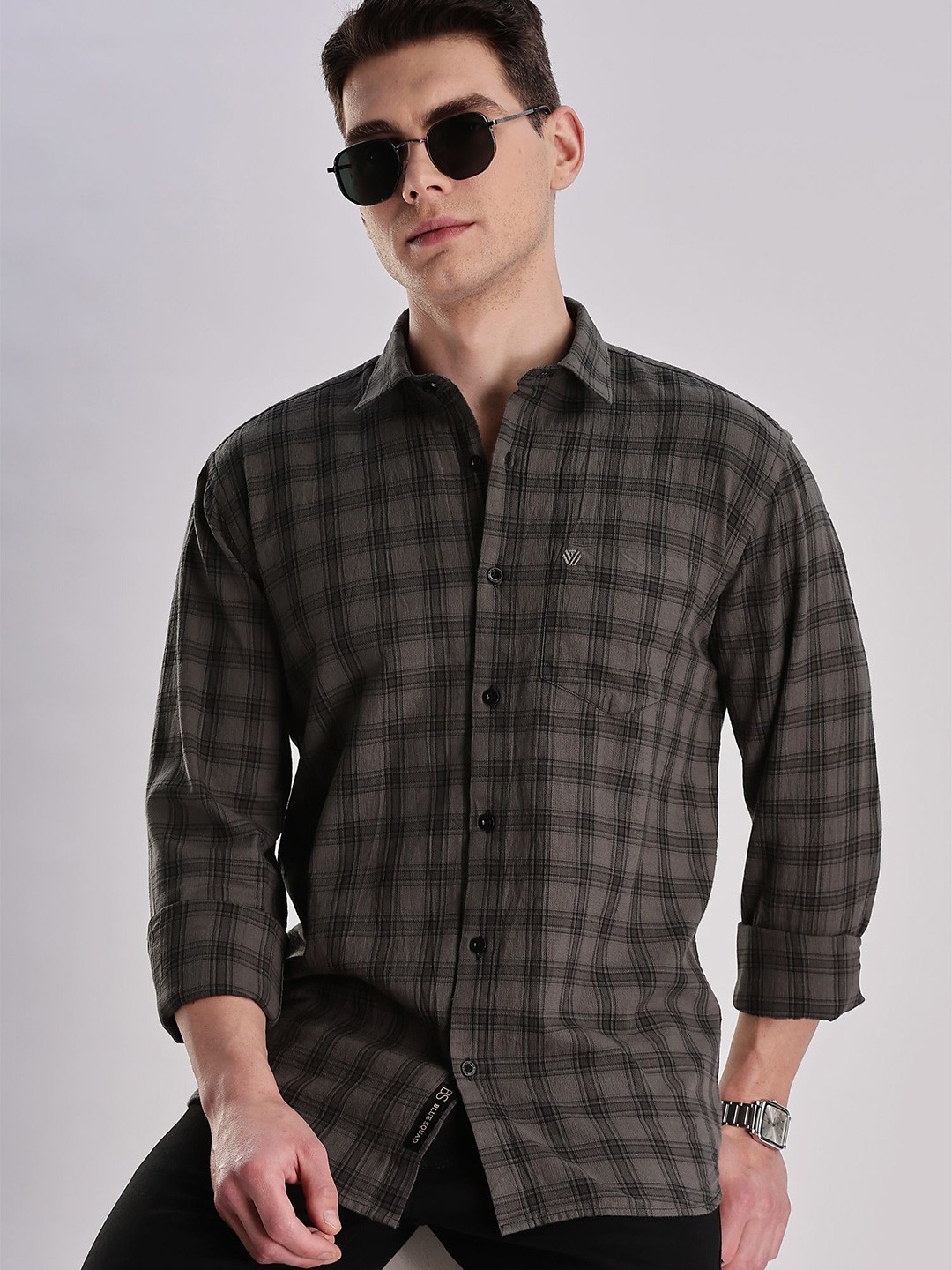 

BS BLUE SQUAD Men Slim Fit Opaque Checked Casual Shirt, Multi