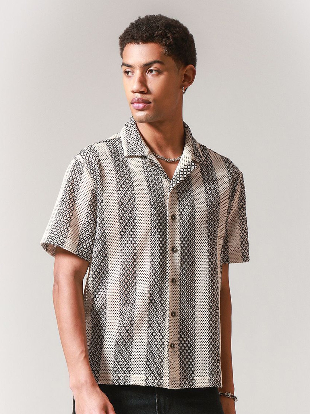 

H&M Relaxed Fit Crochet Shirt, Off white