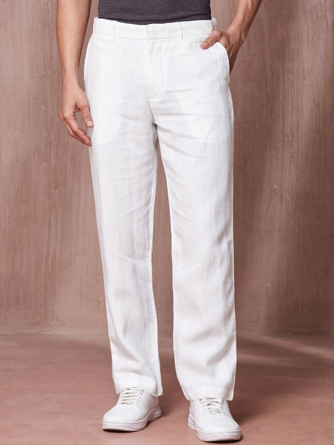 

Fabindia Men Straight Fit Trousers, White