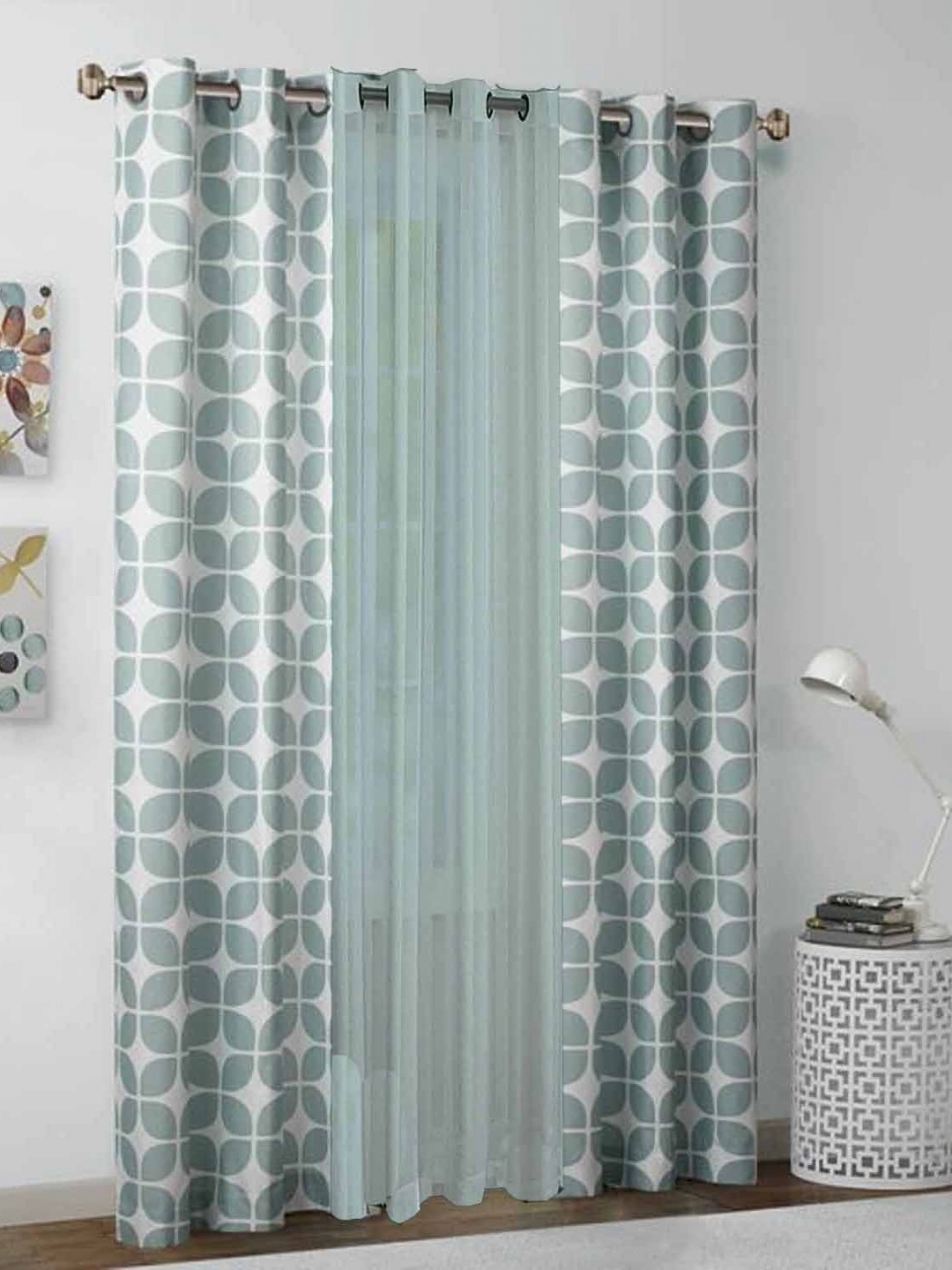 

Dekor World Multicoloured Set of 3 Window Curtain, Multi