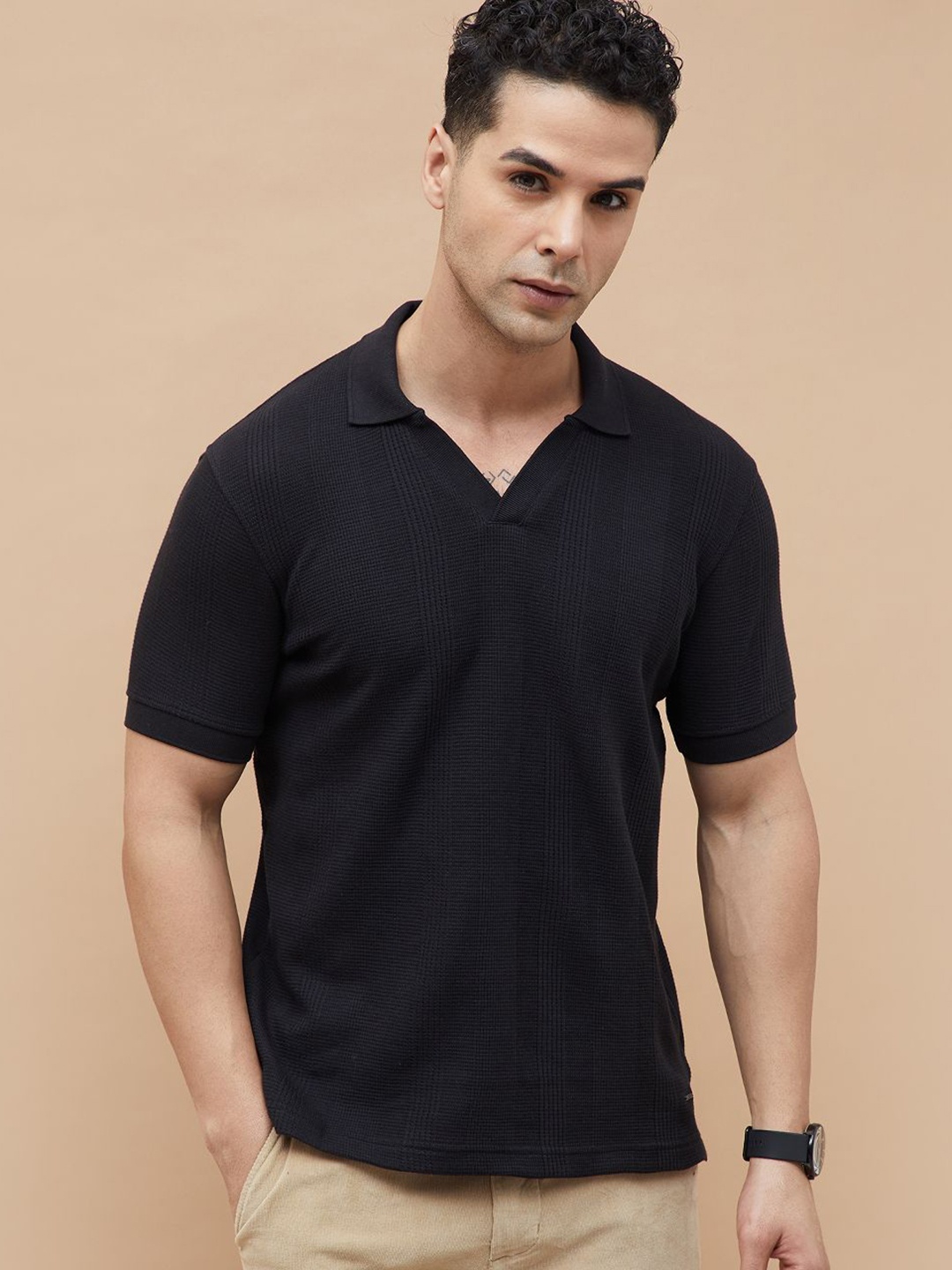 

CODE by Lifestyle Men Polo Collar Pockets T-shirt, Black