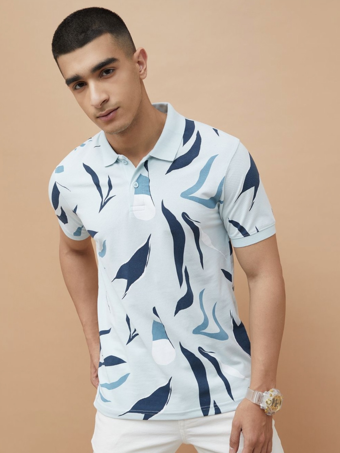 

Fame Forever by Lifestyle Men Printed Polo Collar Pockets T-shirt, Blue