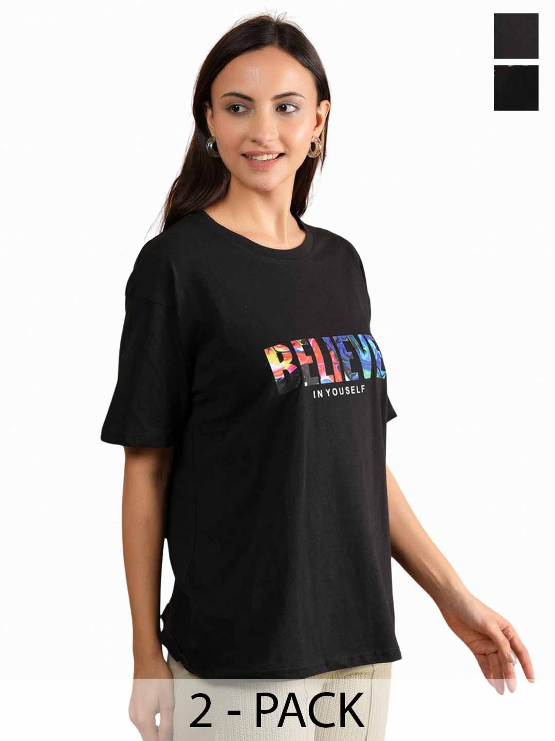 

Belfry Women Typography 2 Printed Applique T-shirt, Multi