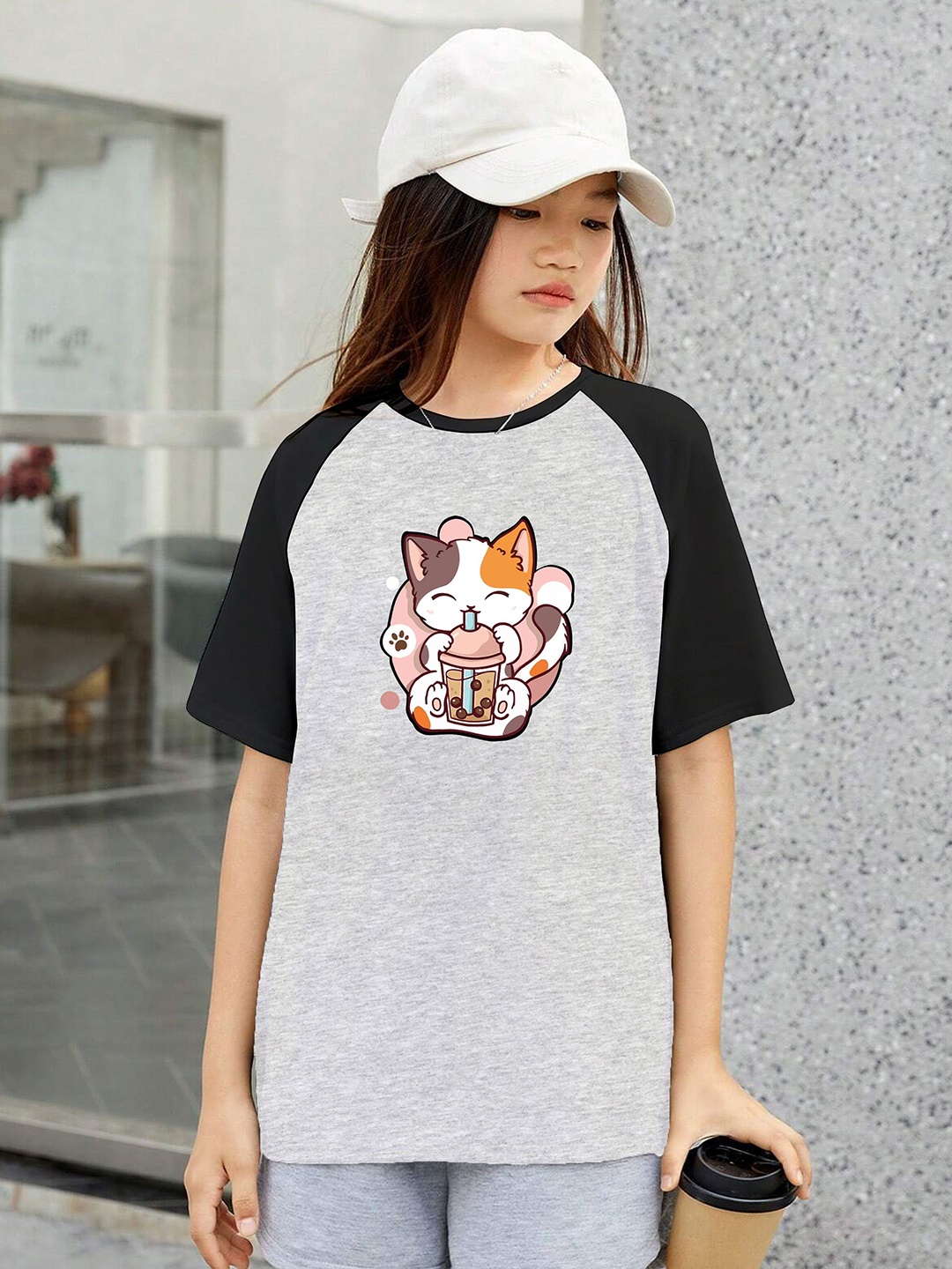 

MODARUE Girls Printed T-shirt, Grey