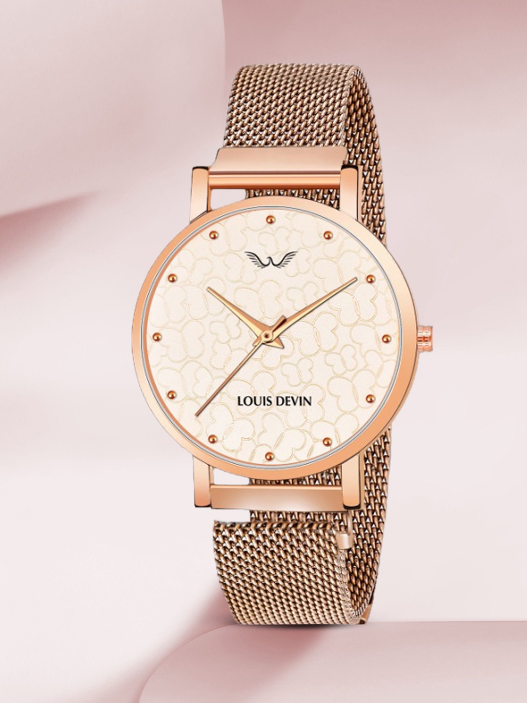 

LOUIS DEVIN Women Brass Dial & Straps Analogue Watch LD-RG141-RG, Rose gold
