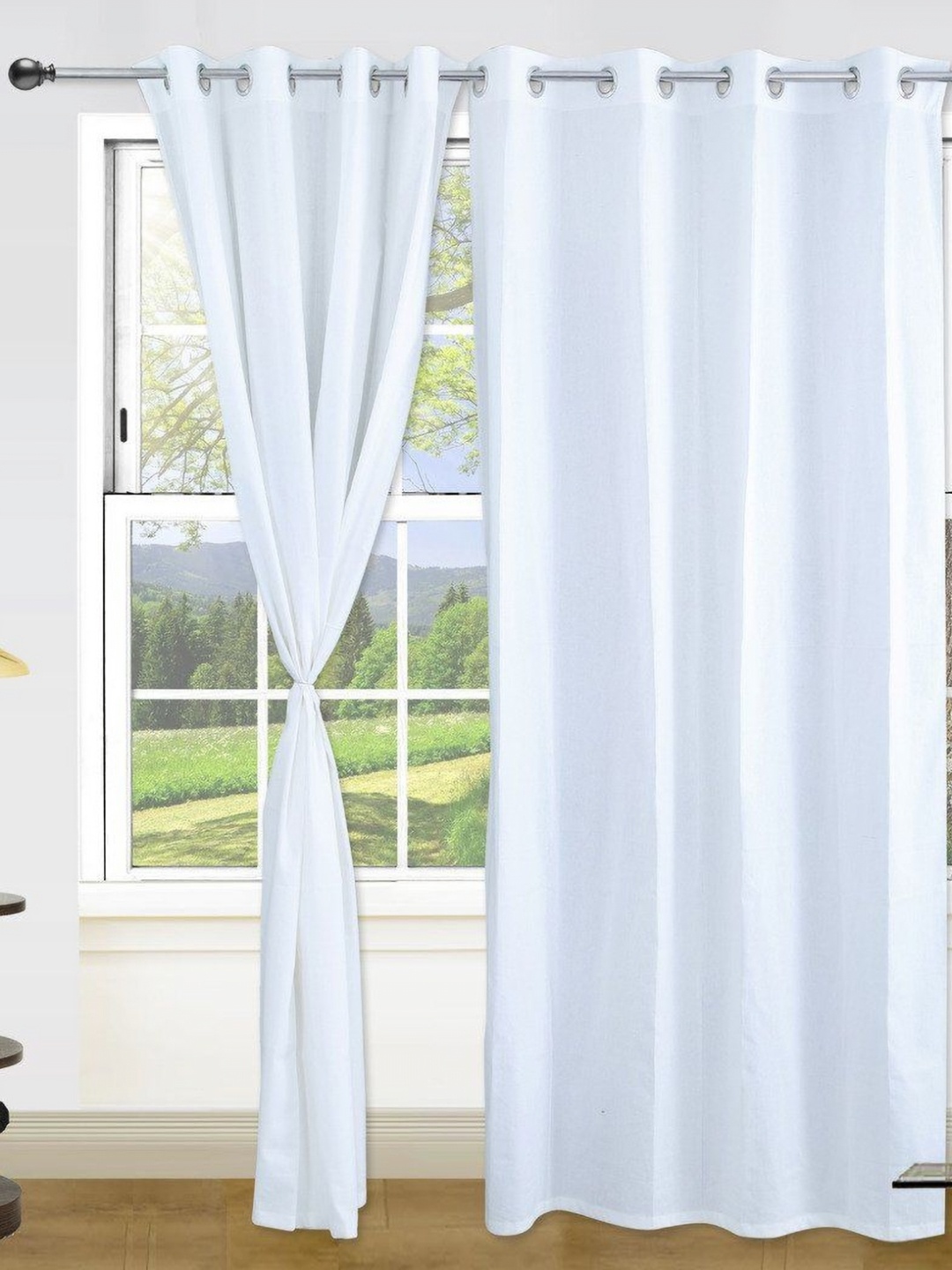 

Dekor World White Set of 2 Window Curtain