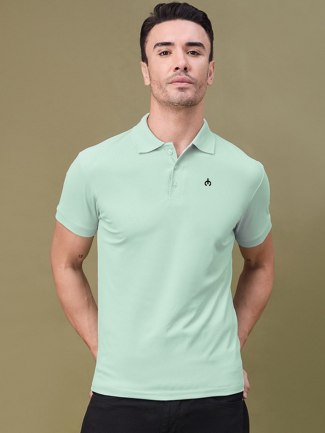 

f Gallery Men Polo Collar T-shirt, Green