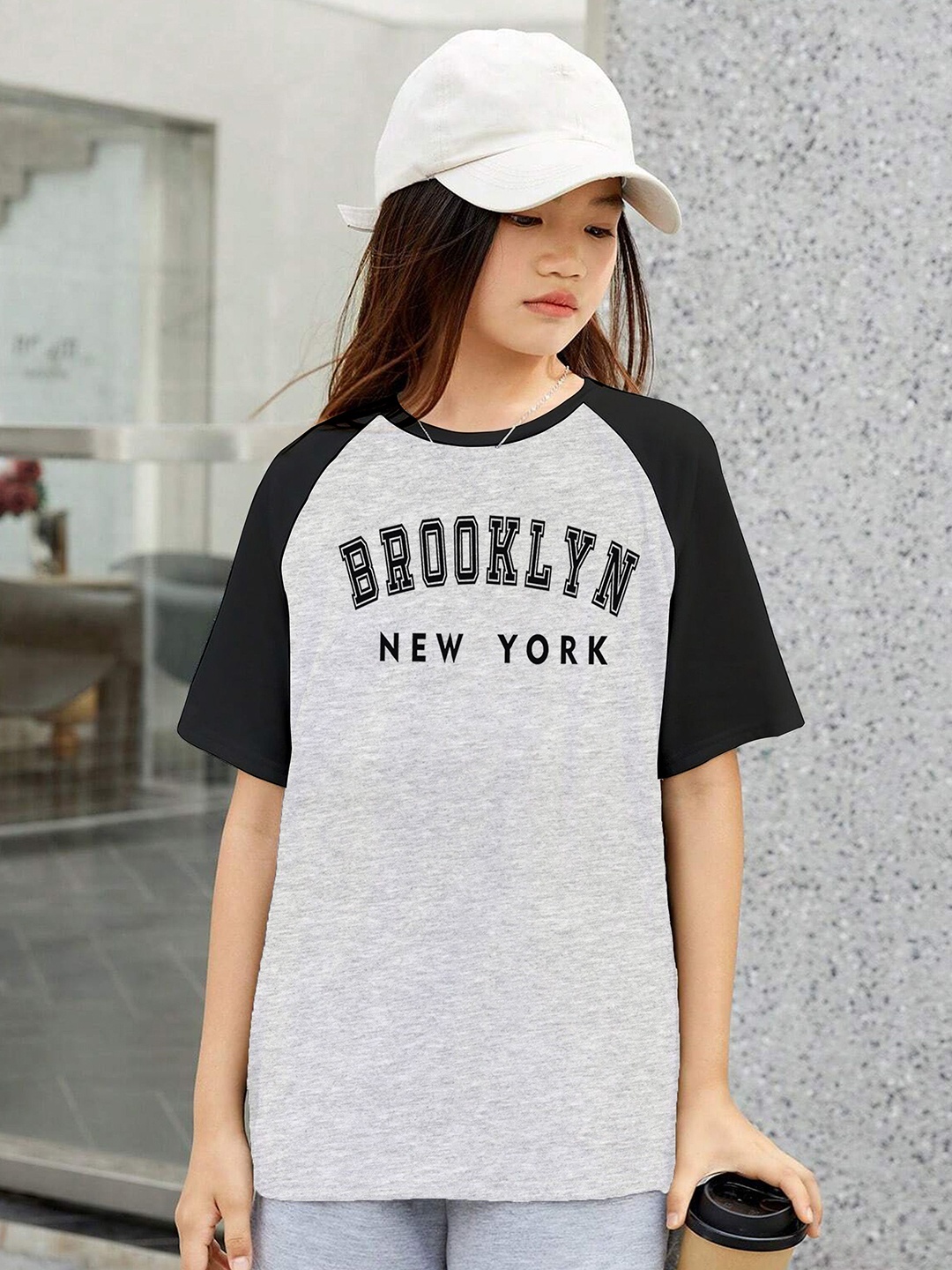 

MODARUE Girls Printed T-shirt, Grey