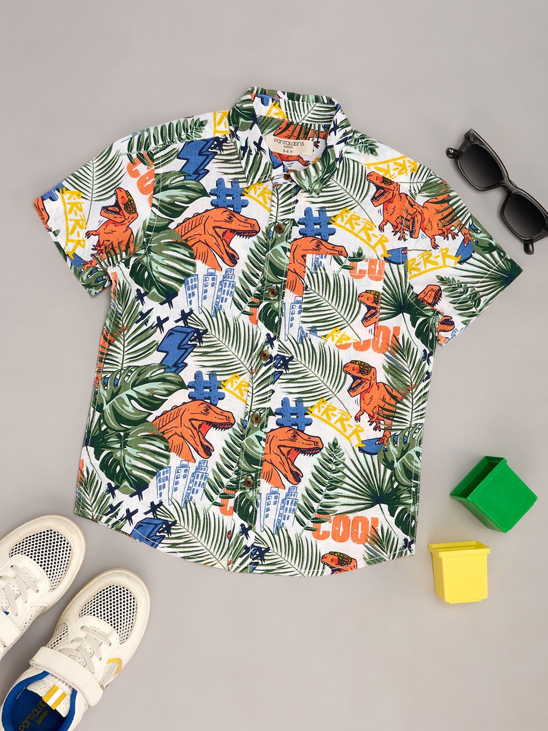 

Pantaloons Junior Boys Printed Casual Shirt, White