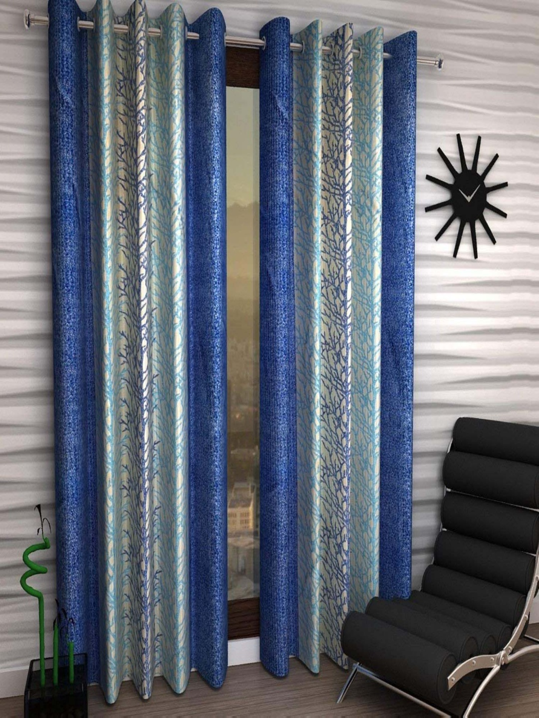 

Galaxy Home Decor Blue Set of 2 Long Door Curtain
