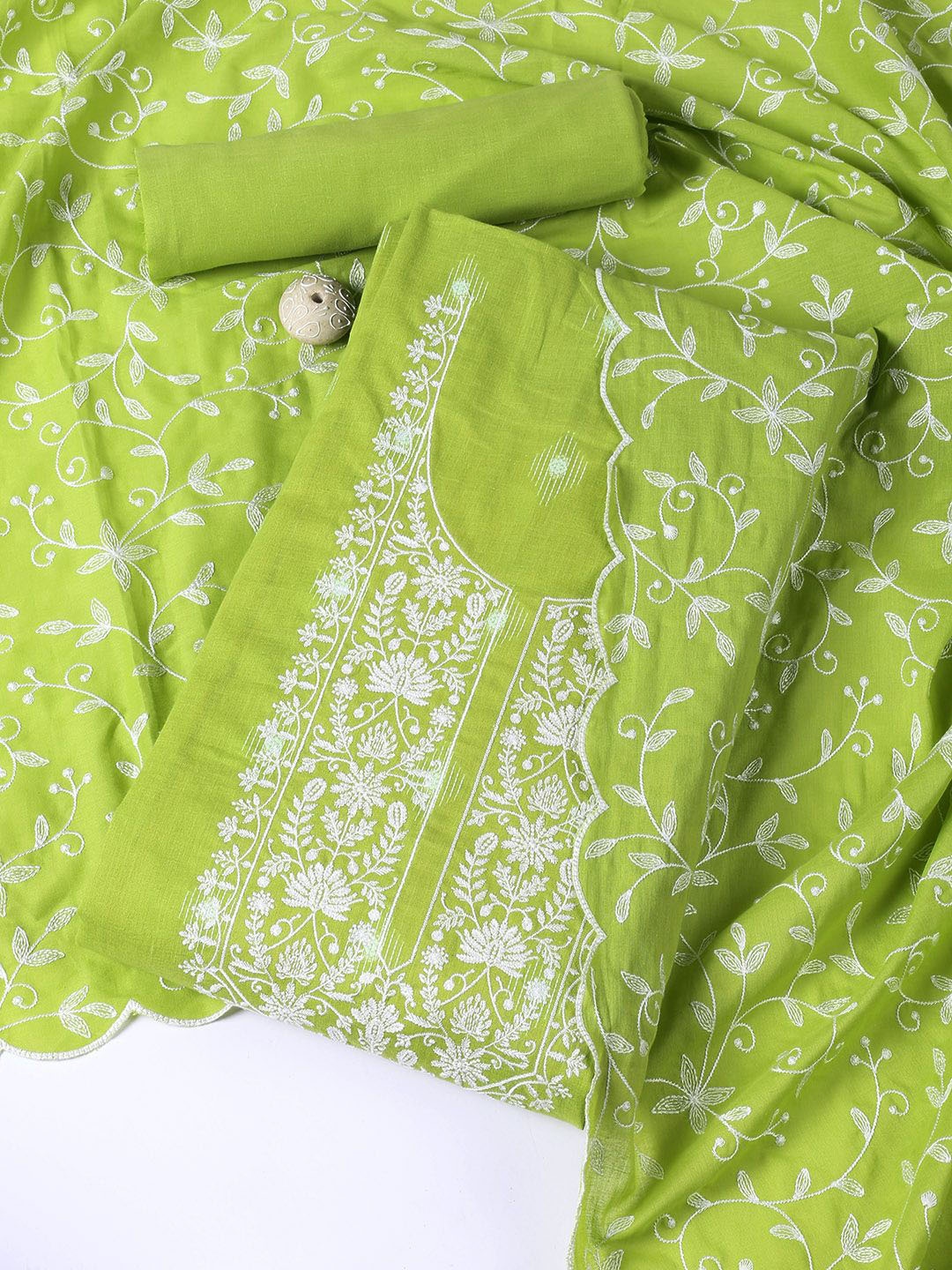 

Meena Bazaar Embroidered Unstitched Dress Material, Green
