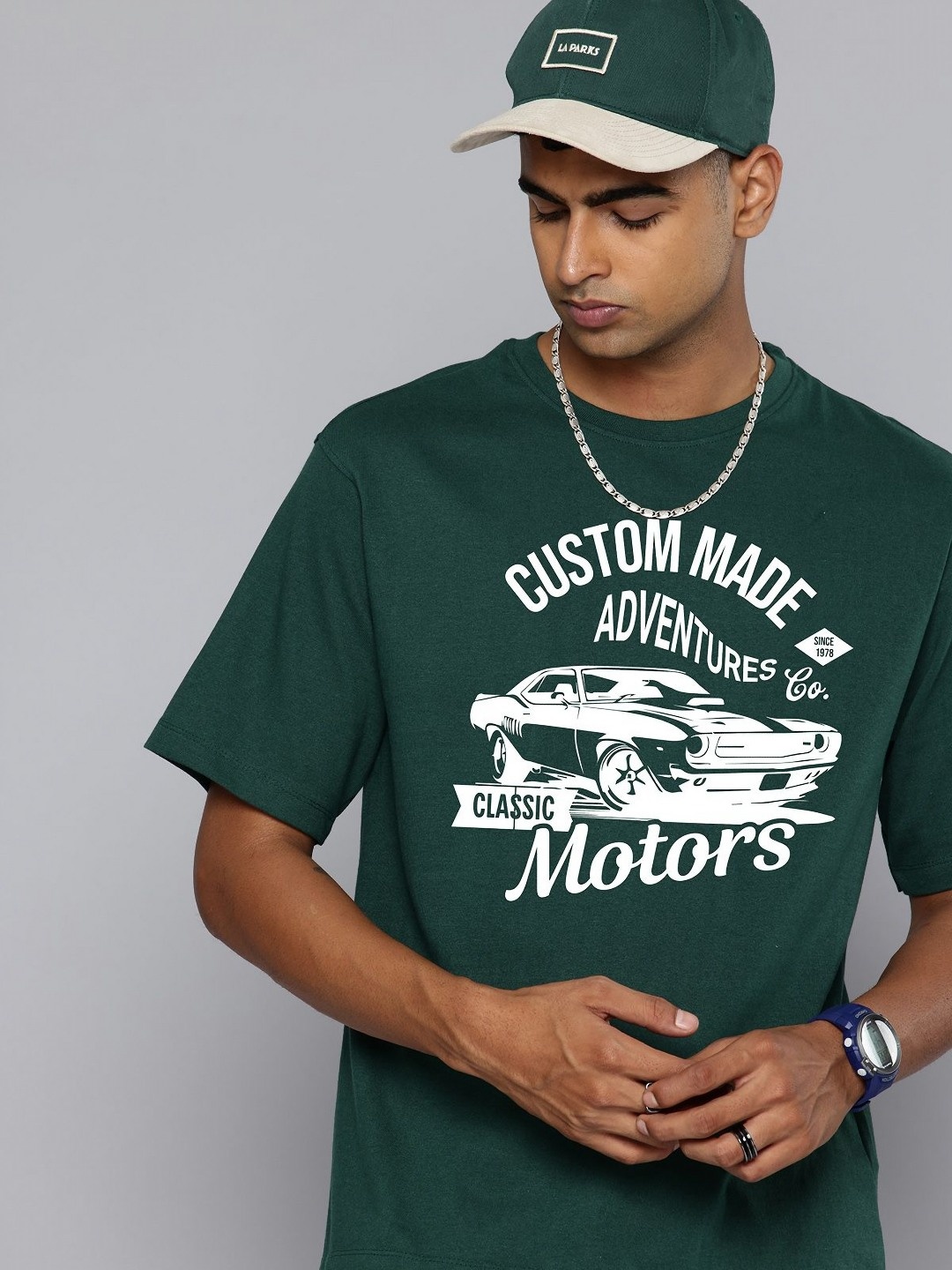 

R.Code by The Roadster Life Co. Men Typography Printed Raw Edge T-shirt, Green