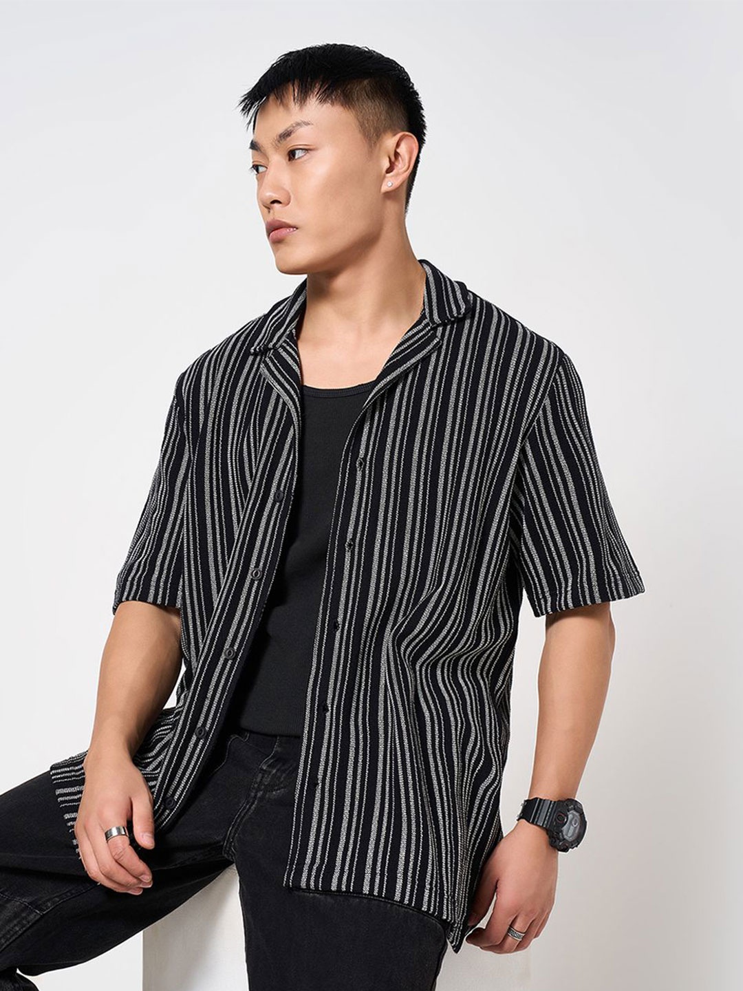 

People Men Casual Shirt, Black